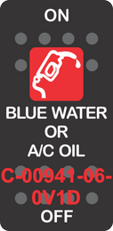 "BLUE WATER AC OIL"  Black Switch Cap single Red Lens ON-OFF
